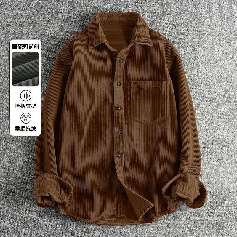 Autumn Men's Corduroy Long Sle - Corduroy Button Up Shirt Men 评论和价格