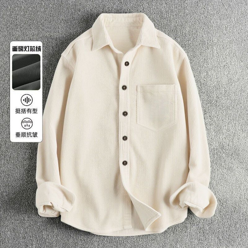 Autumn Men's Corduroy Long Sle - Corduroy Button Up Shirt Men 评论和价格