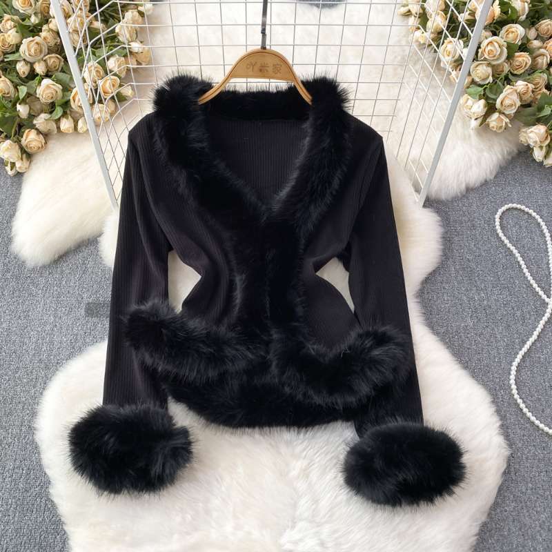 Women Plus Size Faux Fur Splic - Jackets 评论和价格