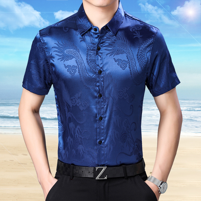 Mens Fashion Pattern Silk Shir - Mens Satin Silk Dress Shirt 评论和价格