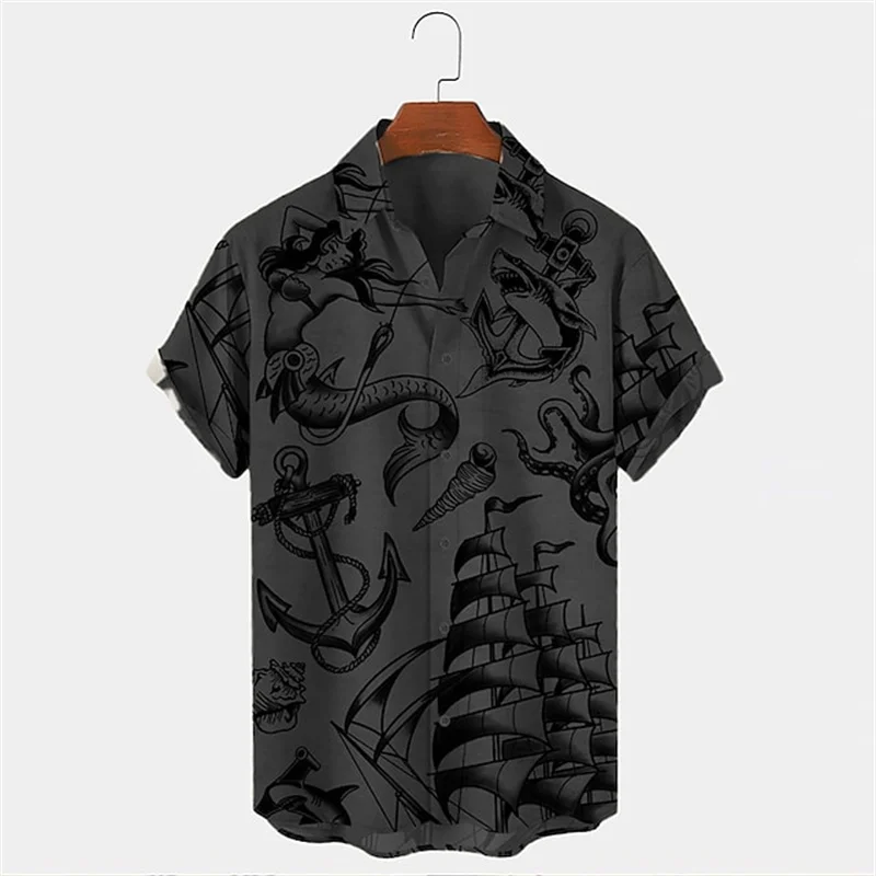 Men Summer Lapel Short Sleeve  - Vintage Hawaiian Floral Shirt 评论和价格