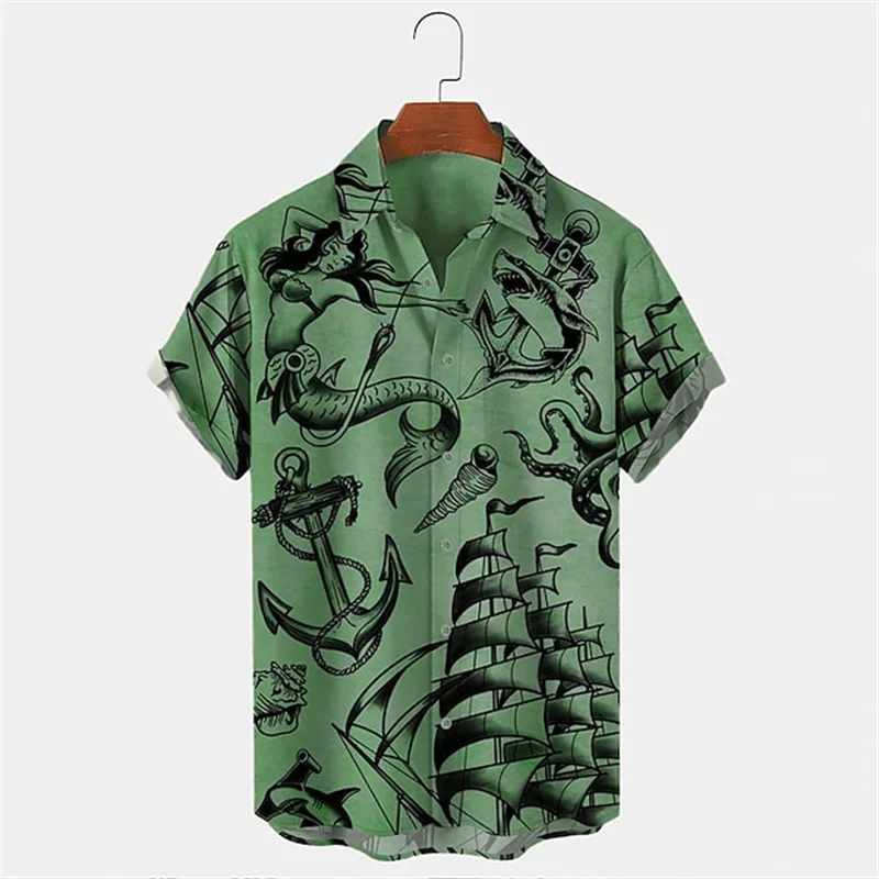 Men Summer Lapel Short Sleeve  - Vintage Hawaiian Floral Shirt 评论和价格
