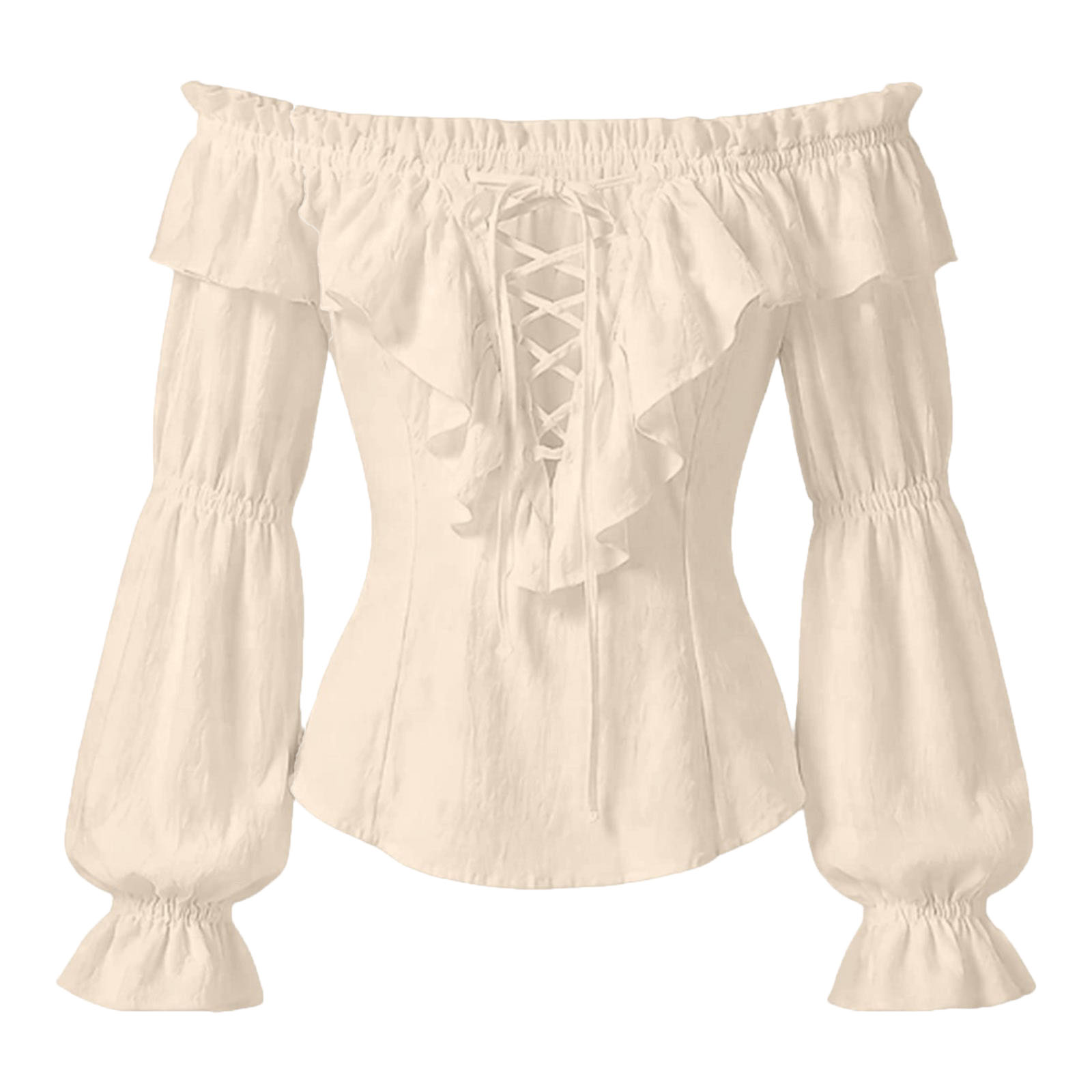 Women Pirate Shirt Renaissance - Medieval Gothic Lace Up Pirate Shirt 评论和价格