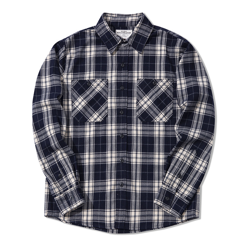 Autumn Winter Fashion Men's Cl - Flannel Plaid Shirt Heavy Weight 评论和价格