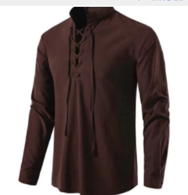 Mens Pirate Shirt Viking Retro - Medieval Gothic Lace Up Pirate Shirt 评论和价格