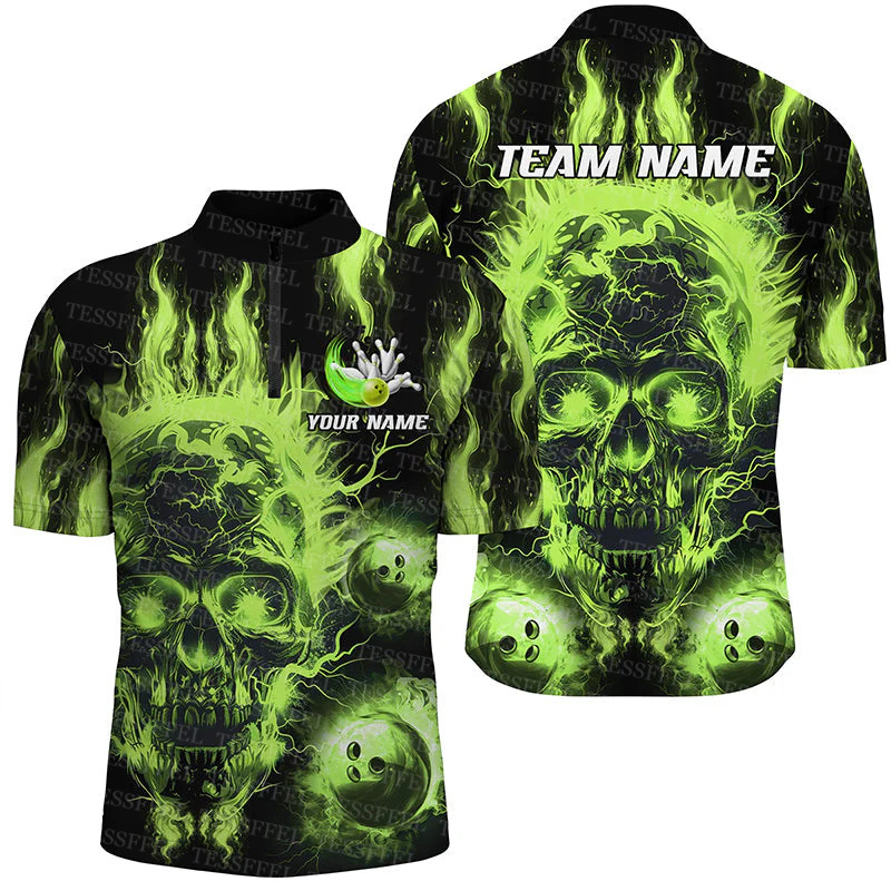Custom Name Graffiti Flame Str - Short Sleeve Bowling Shirt Retro 评论和价格