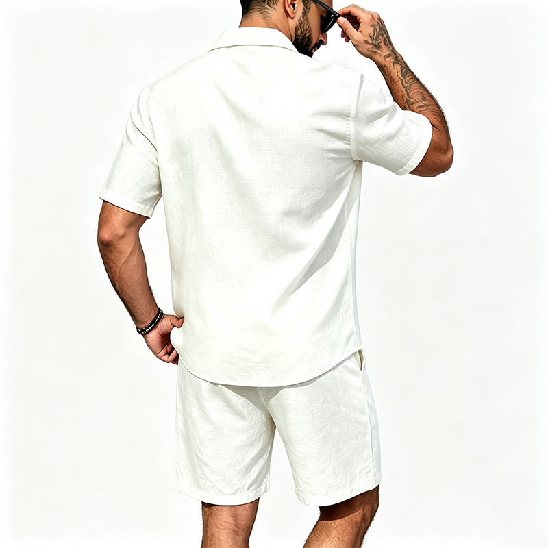 Men Linen Two Piece Outfit Sho - Mens Linen Shirt Long Sleeve 评论和价格