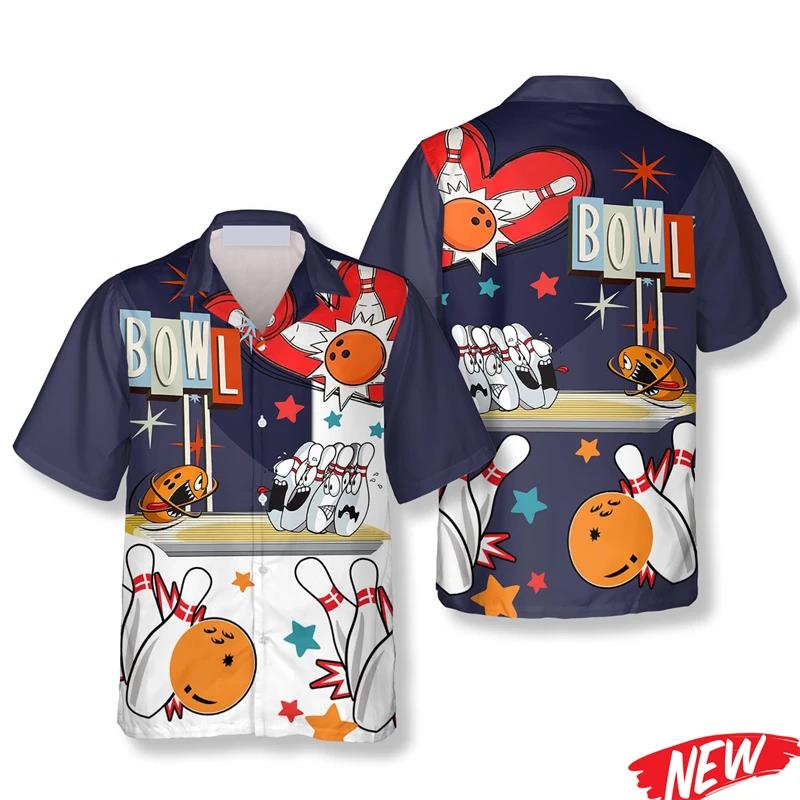Classic Bowling Pattern Hawaii - Short Sleeve Bowling Shirt Retro 评论和价格
