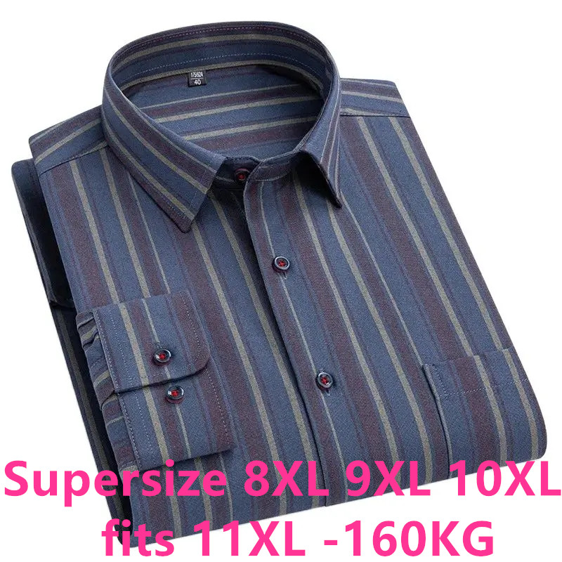 Big Size 11XL 10XL 9XL 8XL 100 - Oxford Cotton Casual Shirt Business 评论和价格