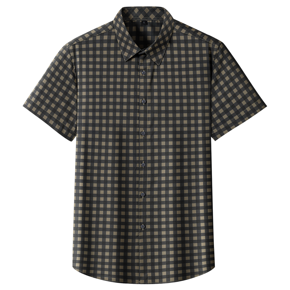Men Summer Non-Iron Check Shor - Breathable Bamboo Fiber Shirt Non Iron 评论和价格