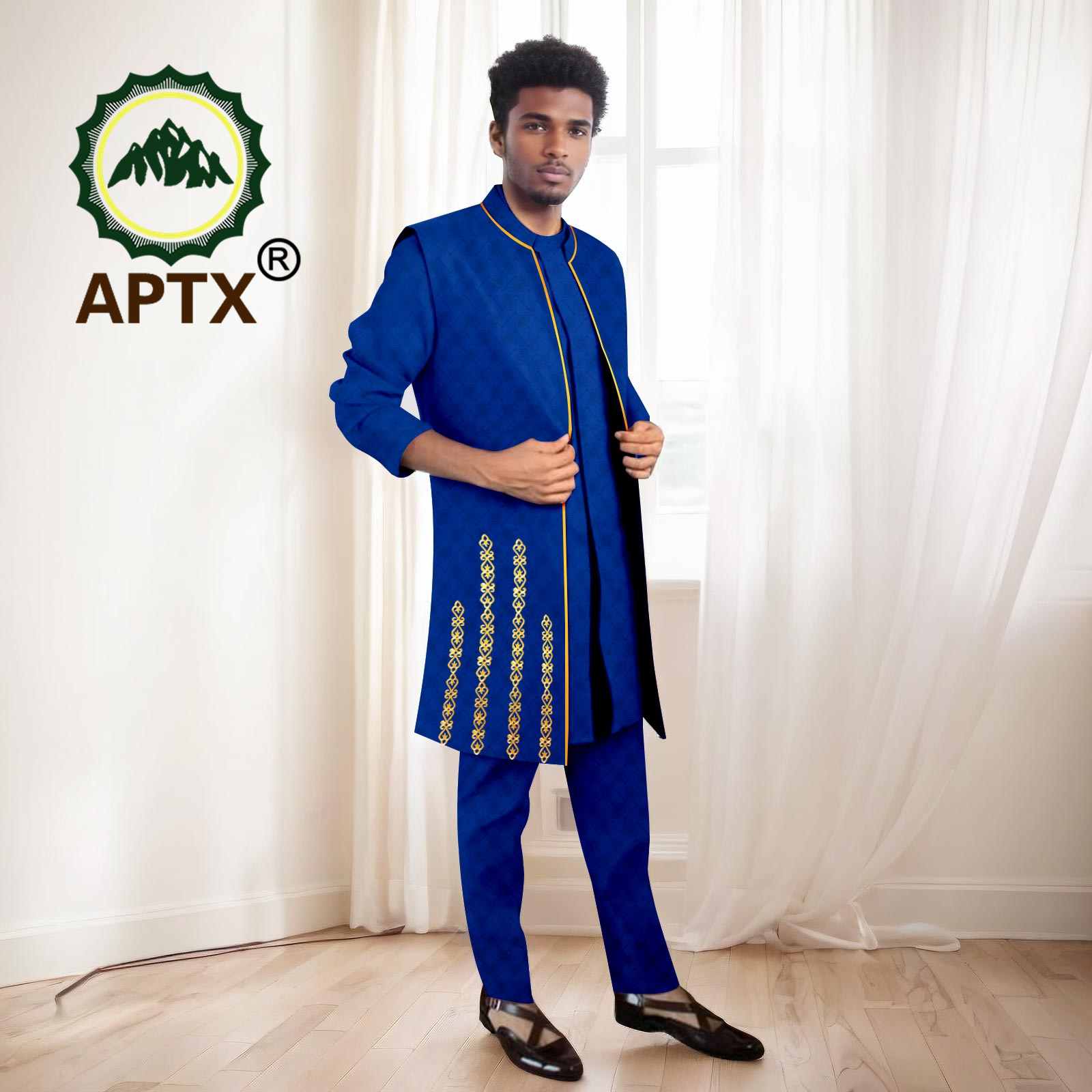 African Men Suits High Quality - Mandarin Collar Formal Shirt Slim Fit 评论和价格