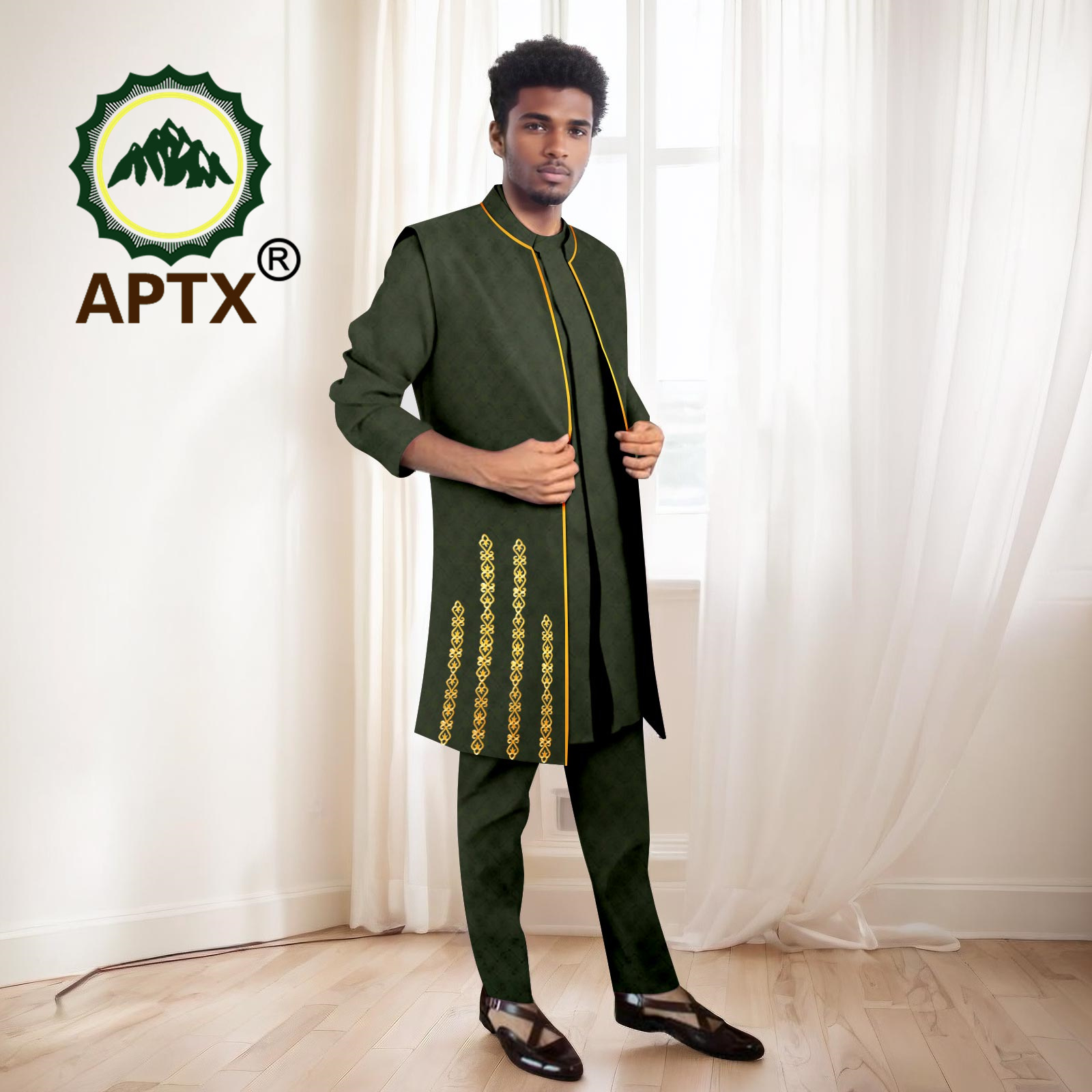 African Men Suits High Quality - Mandarin Collar Formal Shirt Slim Fit 评论和价格