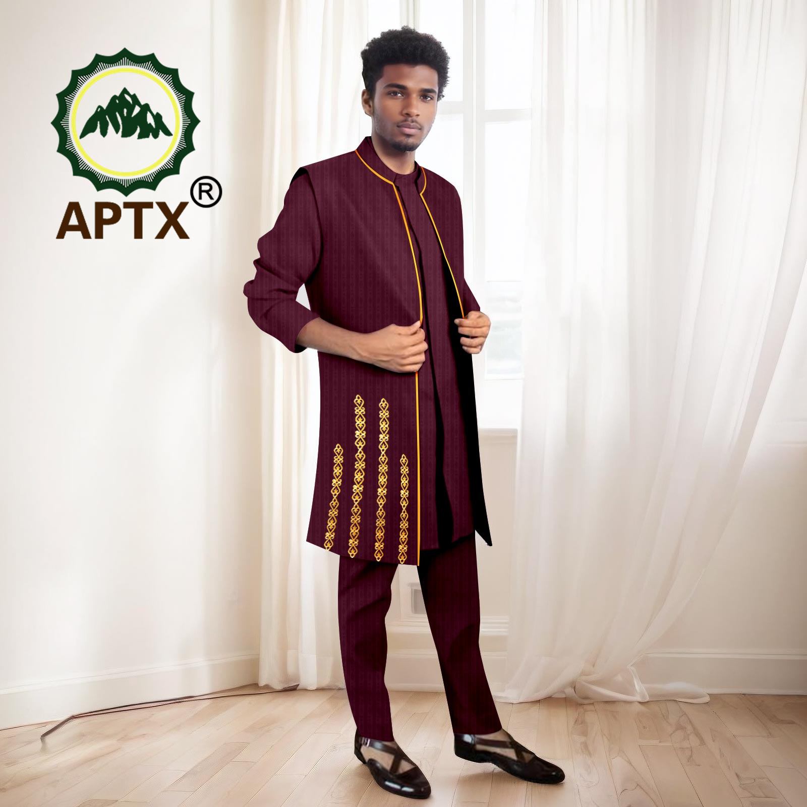 African Men Suits High Quality - Mandarin Collar Formal Shirt Slim Fit 评论和价格