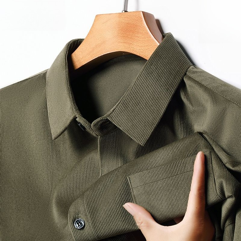 Corduroy Men's Long Sleeve Shi - Corduroy Button Up Shirt Men 评论和价格