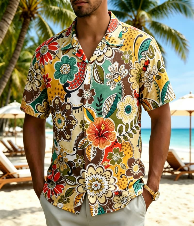 Men's Vintage Boho Tropical Fl - Vintage Hawaiian Floral Shirt 评论和价格