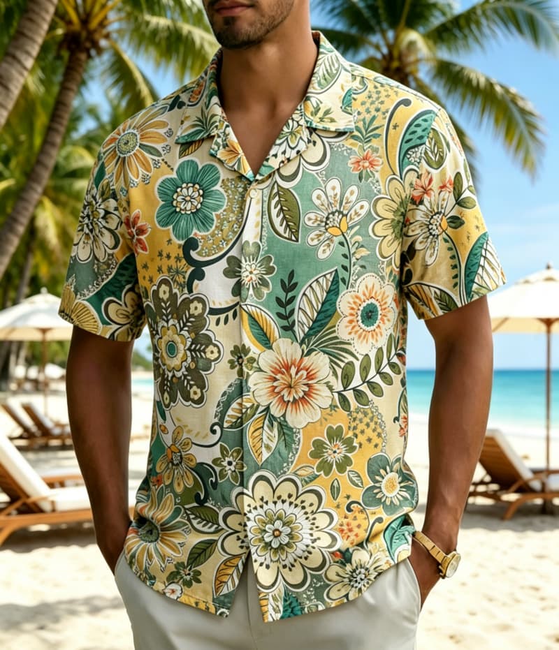 Men's Vintage Boho Tropical Fl - Vintage Hawaiian Floral Shirt 评论和价格