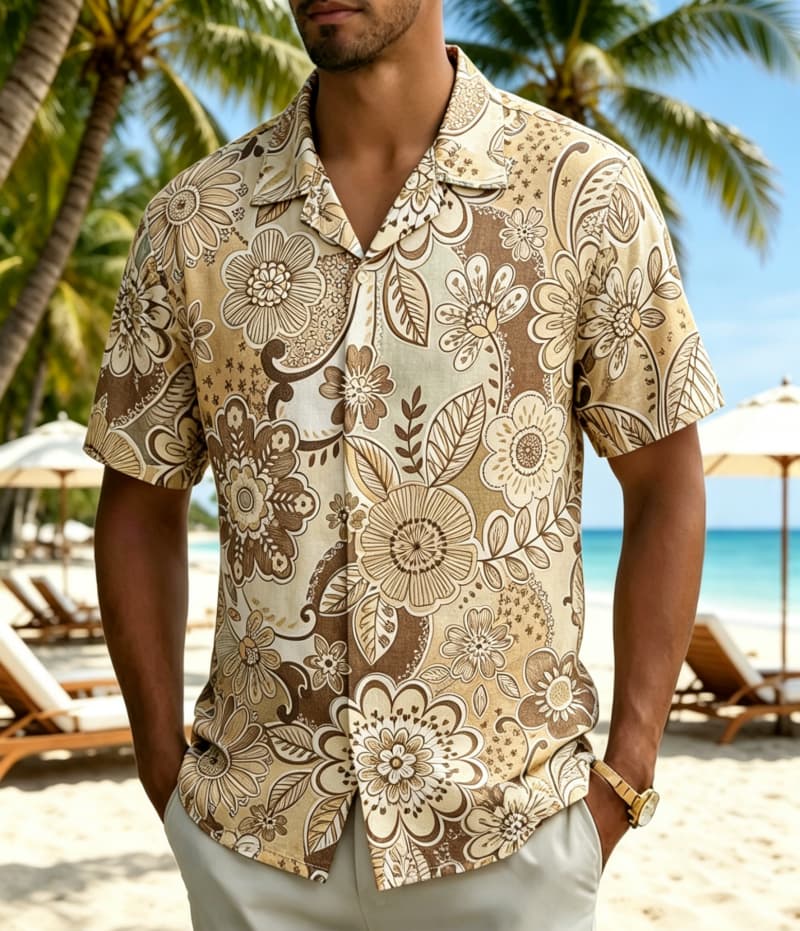 Men's Vintage Boho Tropical Fl - Vintage Hawaiian Floral Shirt 评论和价格