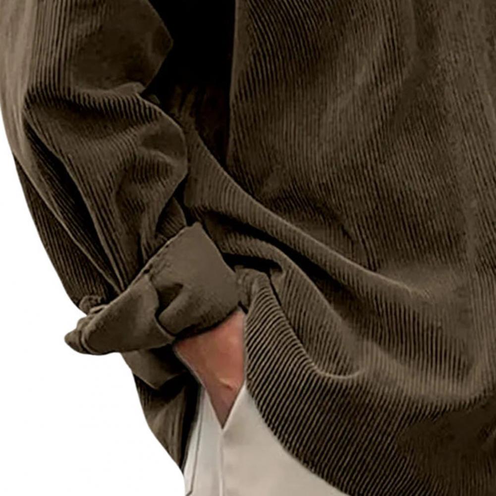 Outdoor Casual Mens Solid Colo - Corduroy Button Up Shirt Men 评论和价格