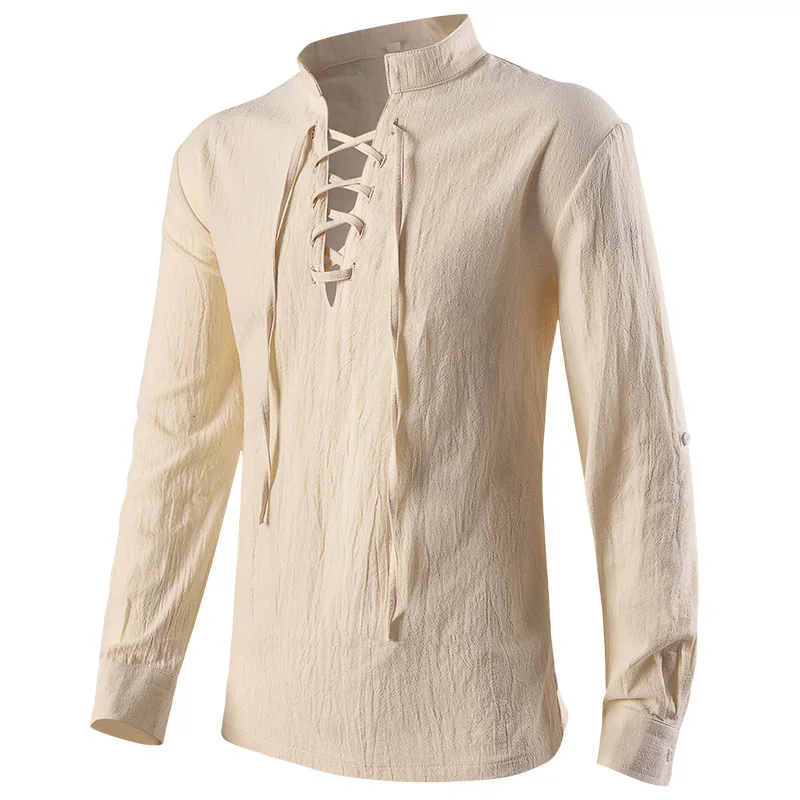 Medieval Shirts Gothic Steampu - Medieval Gothic Lace Up Pirate Shirt 评论和价格