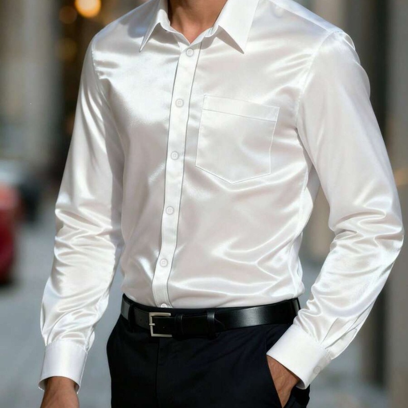Men's Satin-Like Ice Silk Dres - Mens Satin Silk Dress Shirt 评论和价格