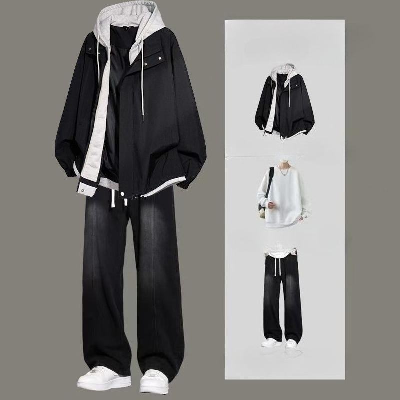 Men American High Street Hoode - Jeans 评论和价格