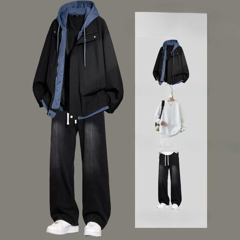 Men American High Street Hoode - Jeans 评论和价格