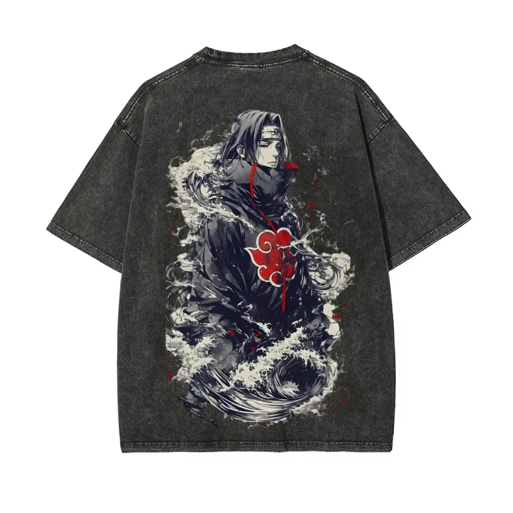 NEW Naruto Itachi Uchiha T Shi - Acid Wash Vintage Graphic T Shirt 评论和价格