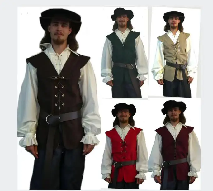 Medieval Shirts Ruffled Gothic - Medieval Gothic Lace Up Pirate Shirt 评论和价格