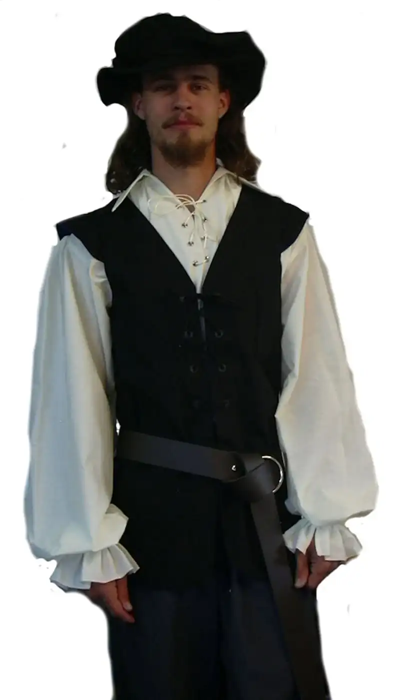 Medieval Shirts Ruffled Gothic - Medieval Gothic Lace Up Pirate Shirt 评论和价格