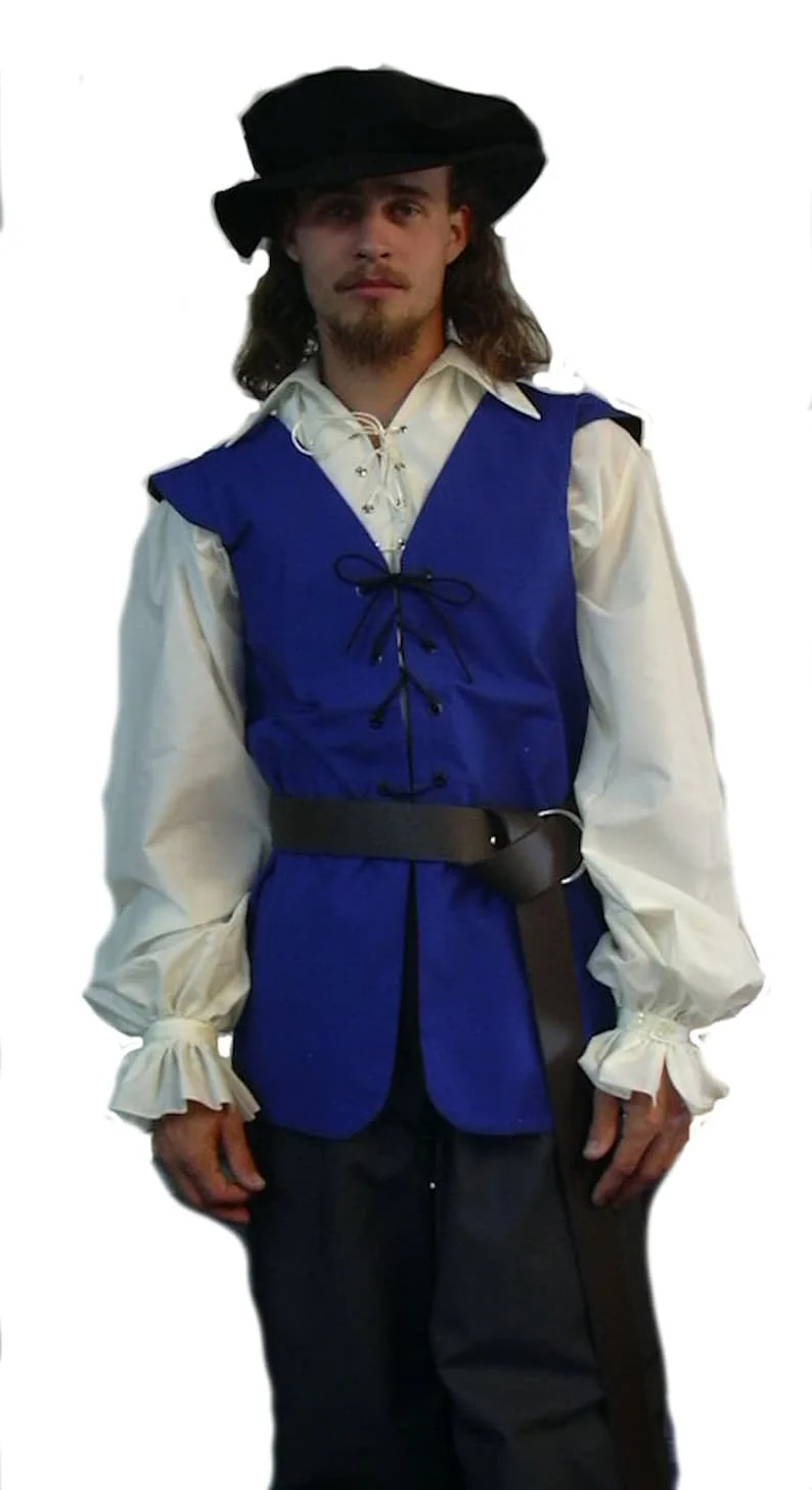 Medieval Shirts Ruffled Gothic - Medieval Gothic Lace Up Pirate Shirt 评论和价格