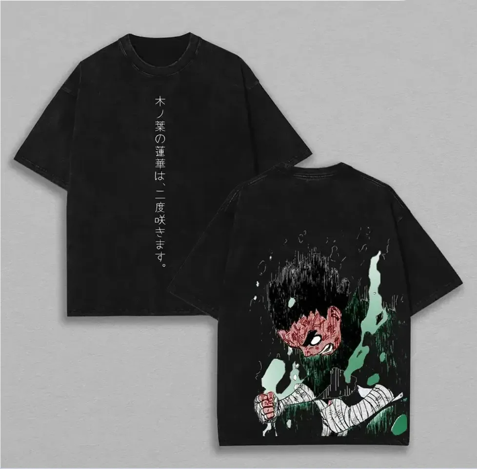 Rock Lee T Shirt Naruto Men Ac - Acid Wash Vintage Graphic T Shirt 评论和价格