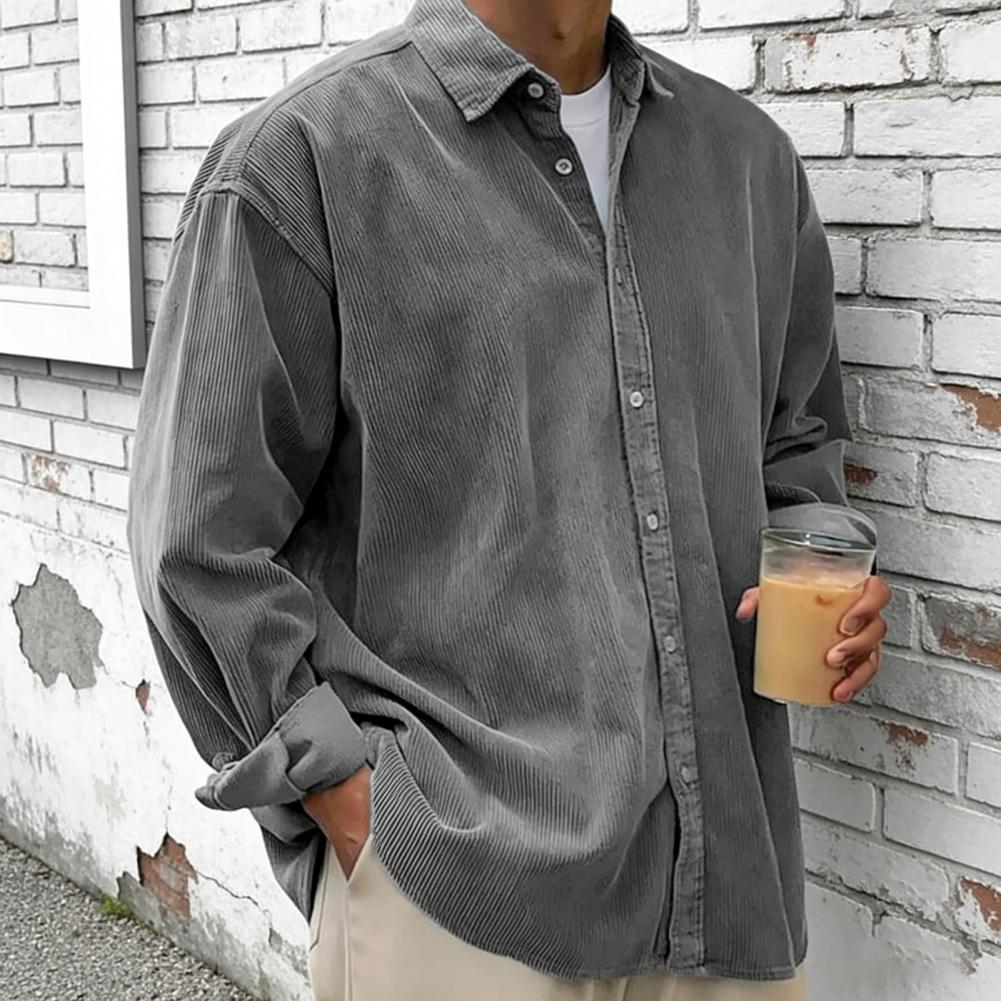New Men's Corduroy Shirt Relax - Corduroy Button Up Shirt Men 评论和价格