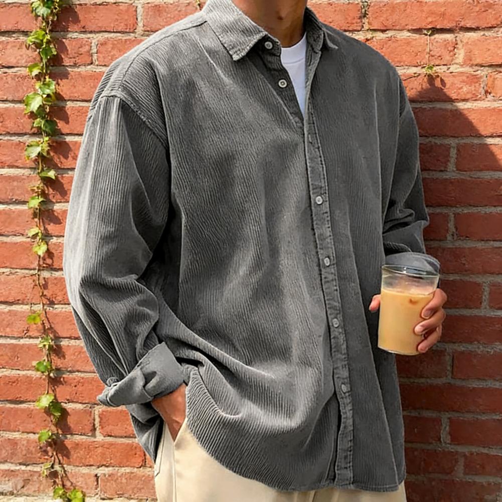 New Men's Corduroy Shirt Relax - Corduroy Button Up Shirt Men 评论和价格