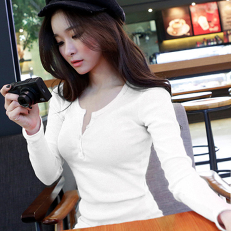 2026 autumn women's button rib - T-Shirts 评论和价格