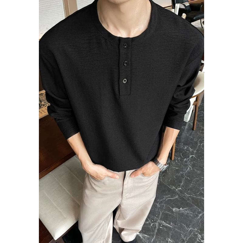 Mens Casual Faux Linen Henley  - Mens Linen Shirt Long Sleeve 评论和价格