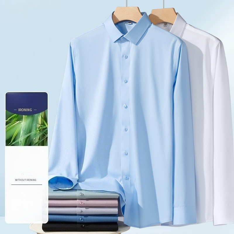 Men's Bamboo Fiber Long Sleeve - Breathable Bamboo Fiber Shirt Non Iron 评论和价格