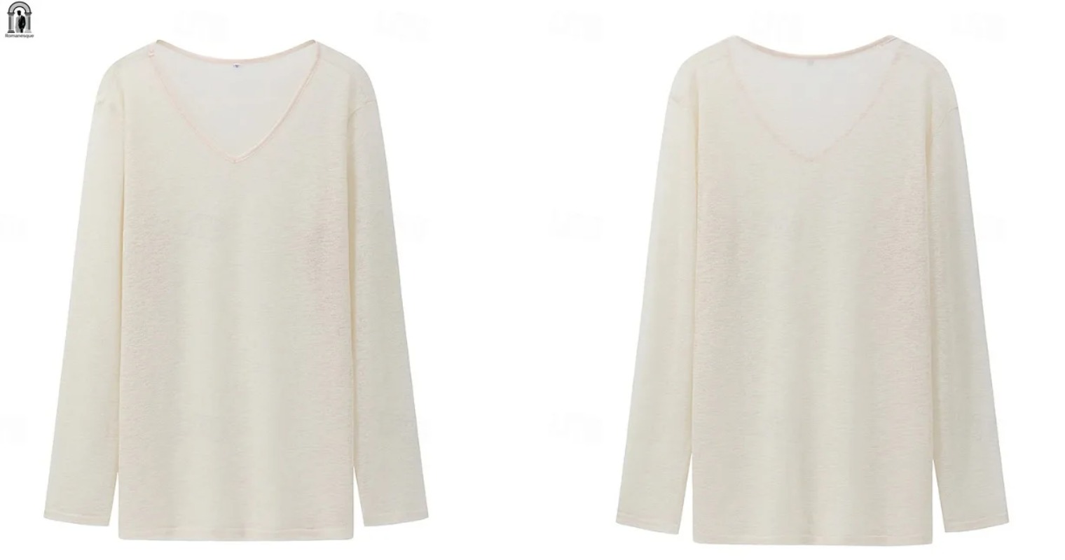 Men's Casual V-Neck Linen Blen - Mens Linen Shirt Long Sleeve 评论和价格