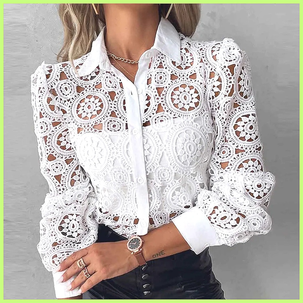 2025 Women's White Lace Shirt, - Shirts 评论和价格