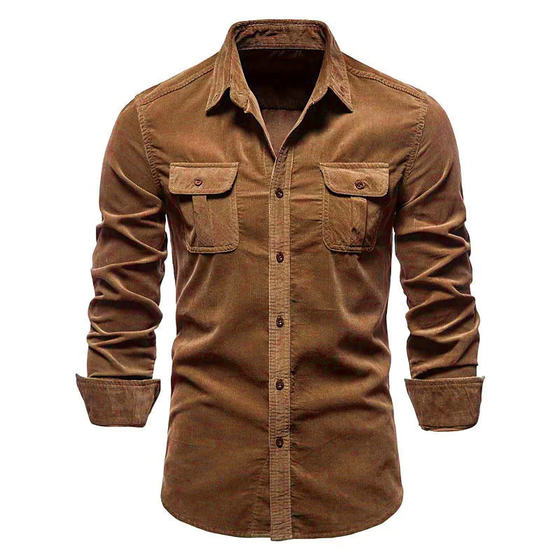 Men's New Corduroy Shirt Cotto - Corduroy Button Up Shirt Men 评论和价格