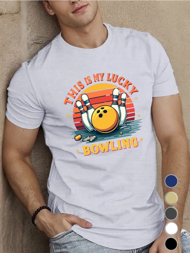 Royal Blue Mens Crew Neck Cott - Short Sleeve Bowling Shirt Retro 评论和价格