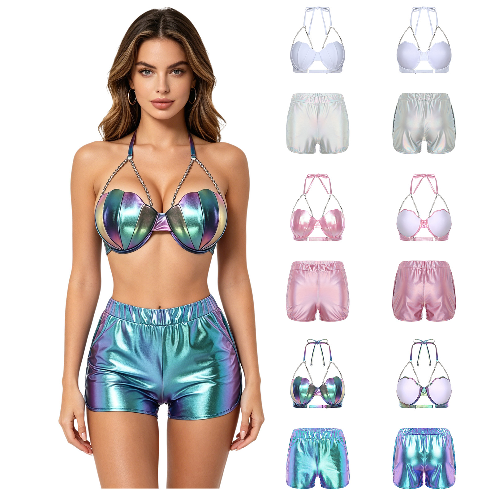 Women Metallic Shiny Swimwear  - Shorts 评论和价格