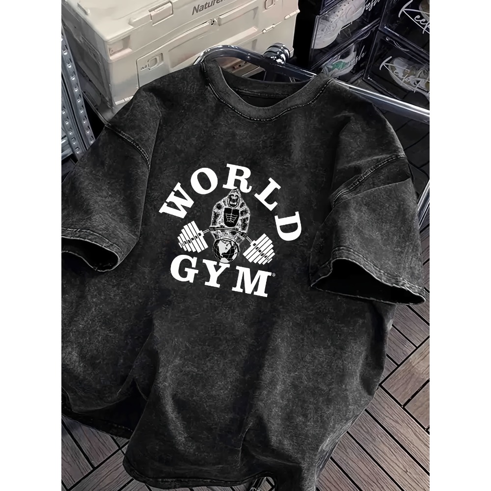 World Gym Gorilla Lifting Weig - Acid Wash Vintage Graphic T Shirt 评论和价格