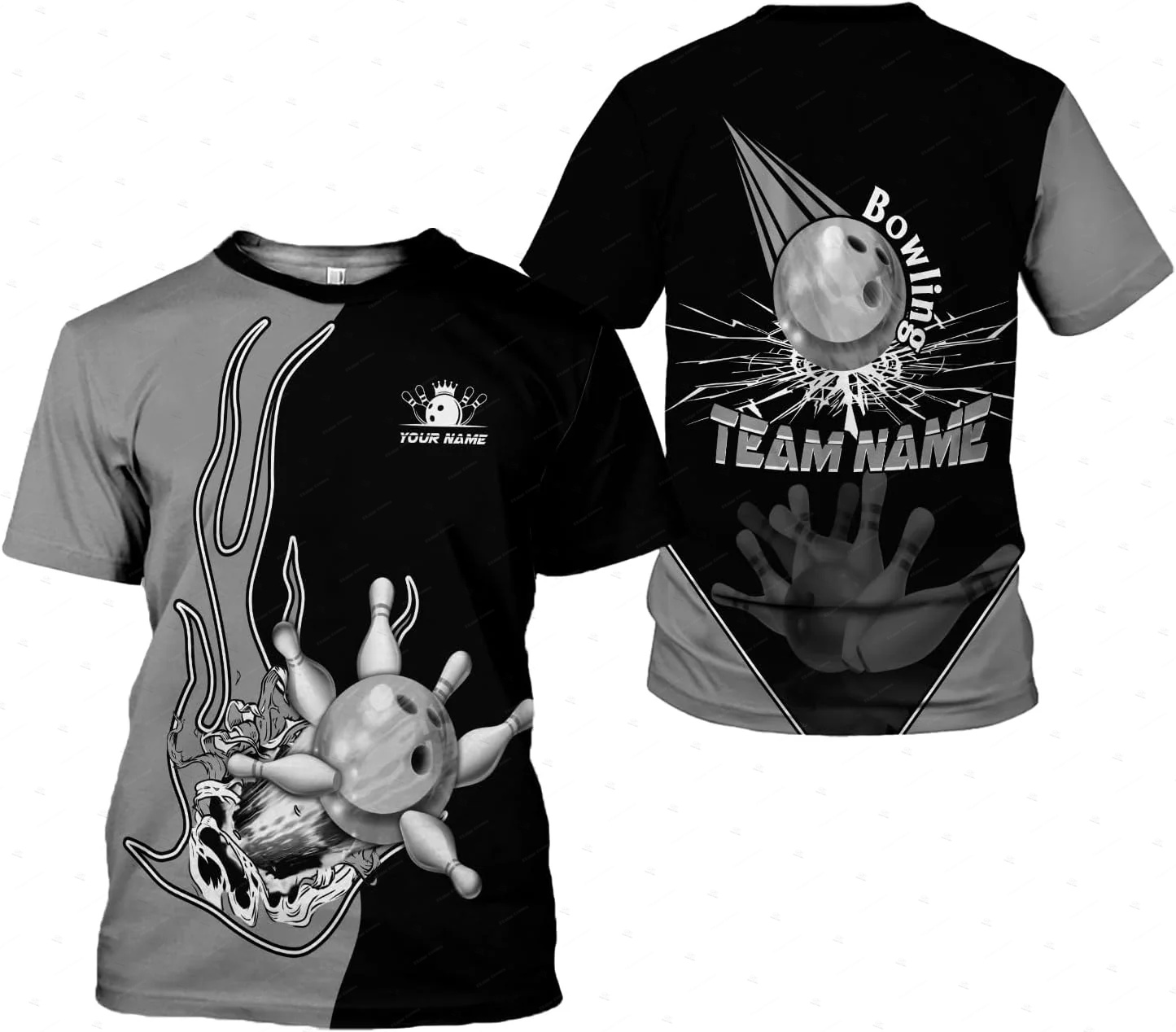 Custom Name Gradient Bowling F - Short Sleeve Bowling Shirt Retro 评论和价格