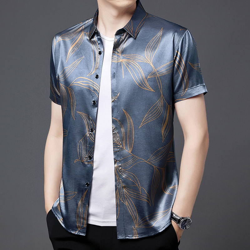 Summer 2022 Men's Silk Clothin - Mens Satin Silk Dress Shirt 评论和价格