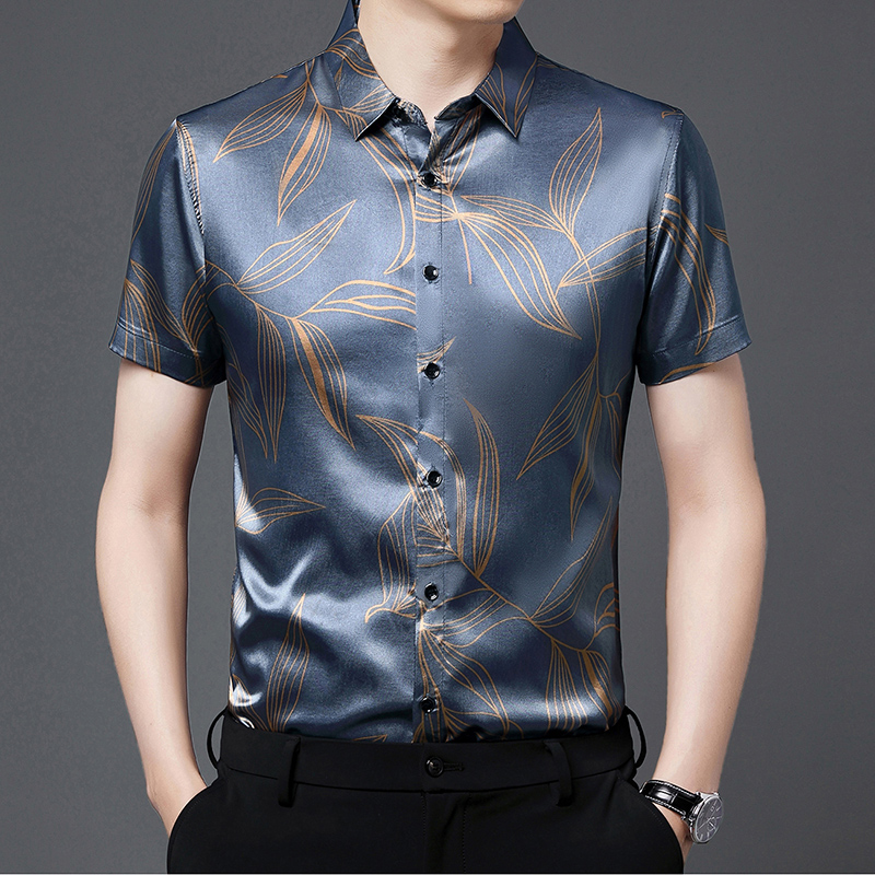 Summer 2022 Men's Silk Clothin - Mens Satin Silk Dress Shirt 评论和价格