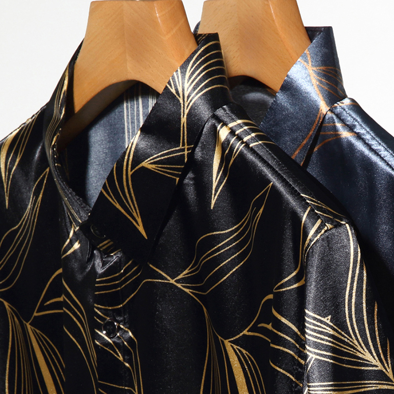 Summer 2022 Men's Silk Clothin - Mens Satin Silk Dress Shirt 评论和价格