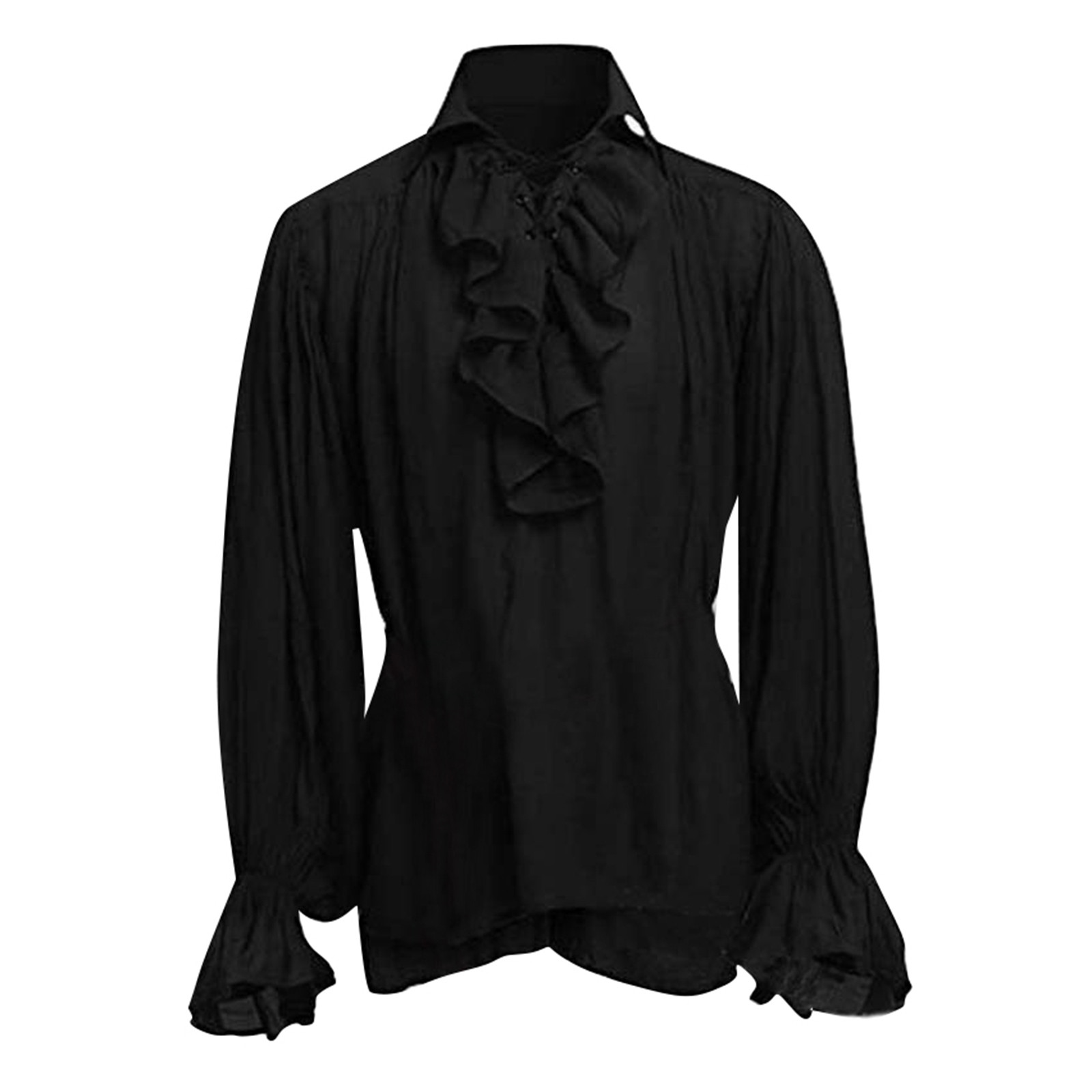 Mens Halloween Lace Up Pirate  - Medieval Gothic Lace Up Pirate Shirt 评论和价格