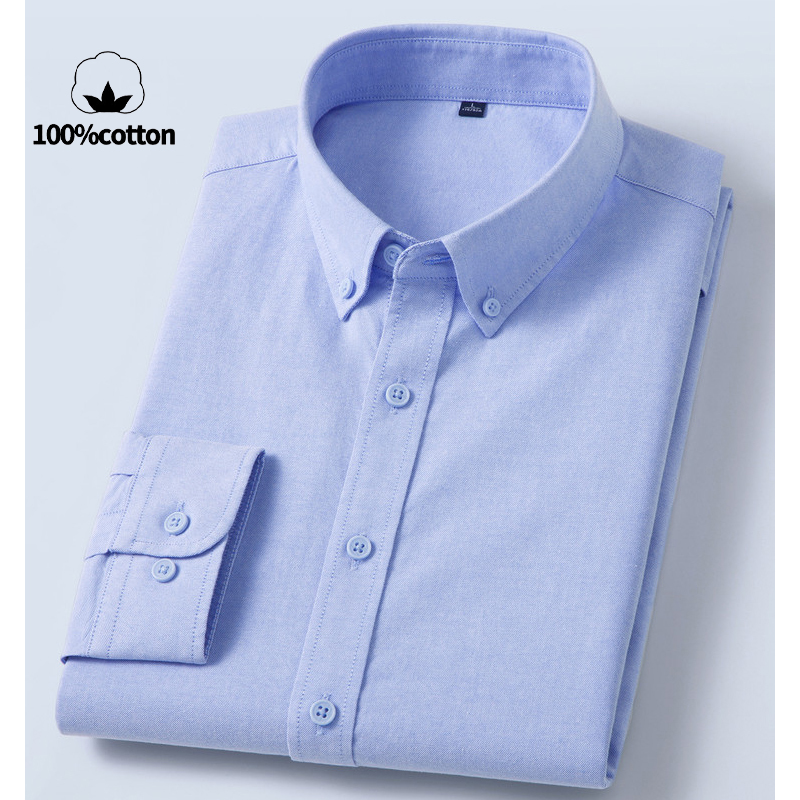 Men's 100% Cotton Oxford Shirt - Mandarin Collar Formal Shirt Slim Fit 评论和价格