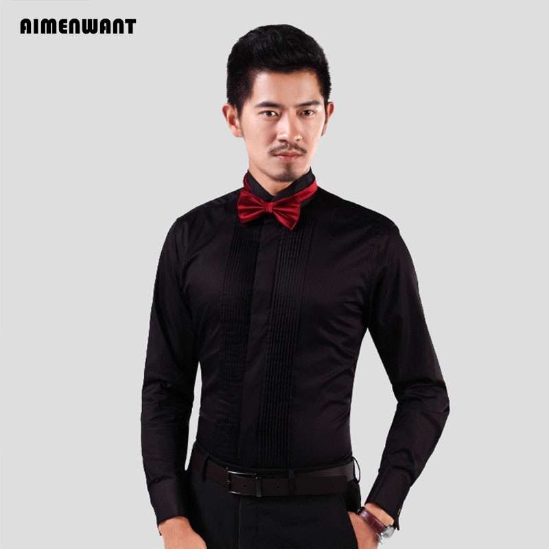 AIMENWANT 2024 Tuxedo Shirts M - Mandarin Collar Formal Shirt Slim Fit 评论和价格