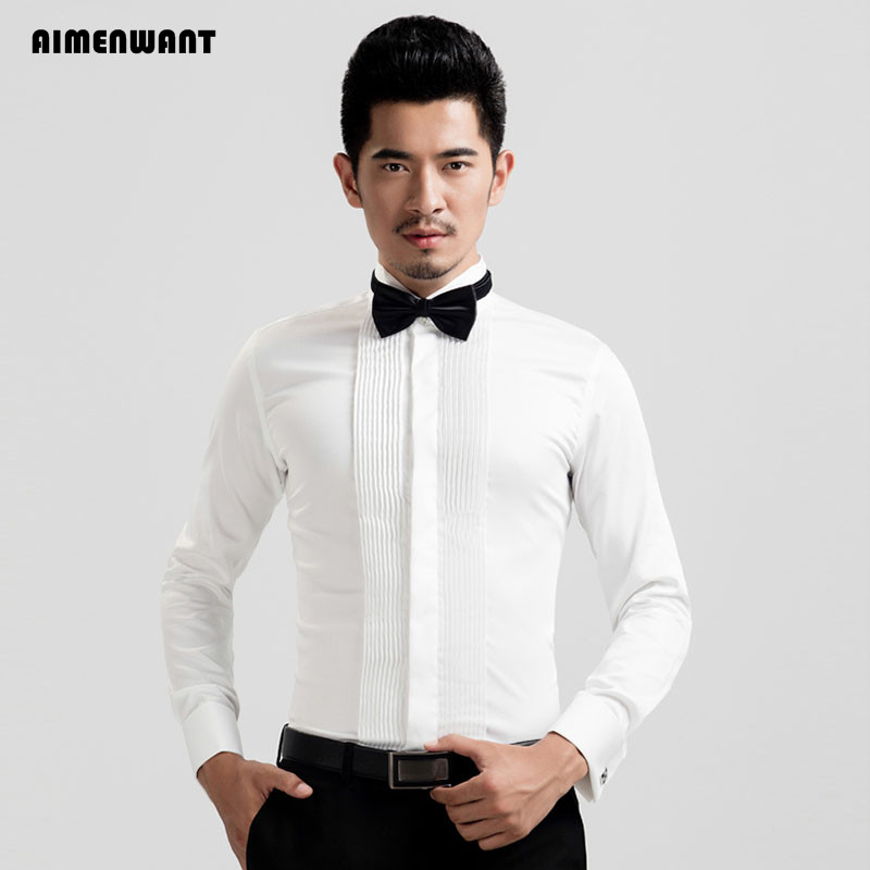 AIMENWANT 2024 Tuxedo Shirts M - Mandarin Collar Formal Shirt Slim Fit 评论和价格